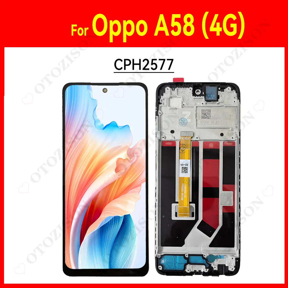 Para OPPO A58 4G CPH2577 conjunto de pantalla LCD con marco para OPPO A58 4G piezas LCD reemplazo del digitalizador del Sensor táctil