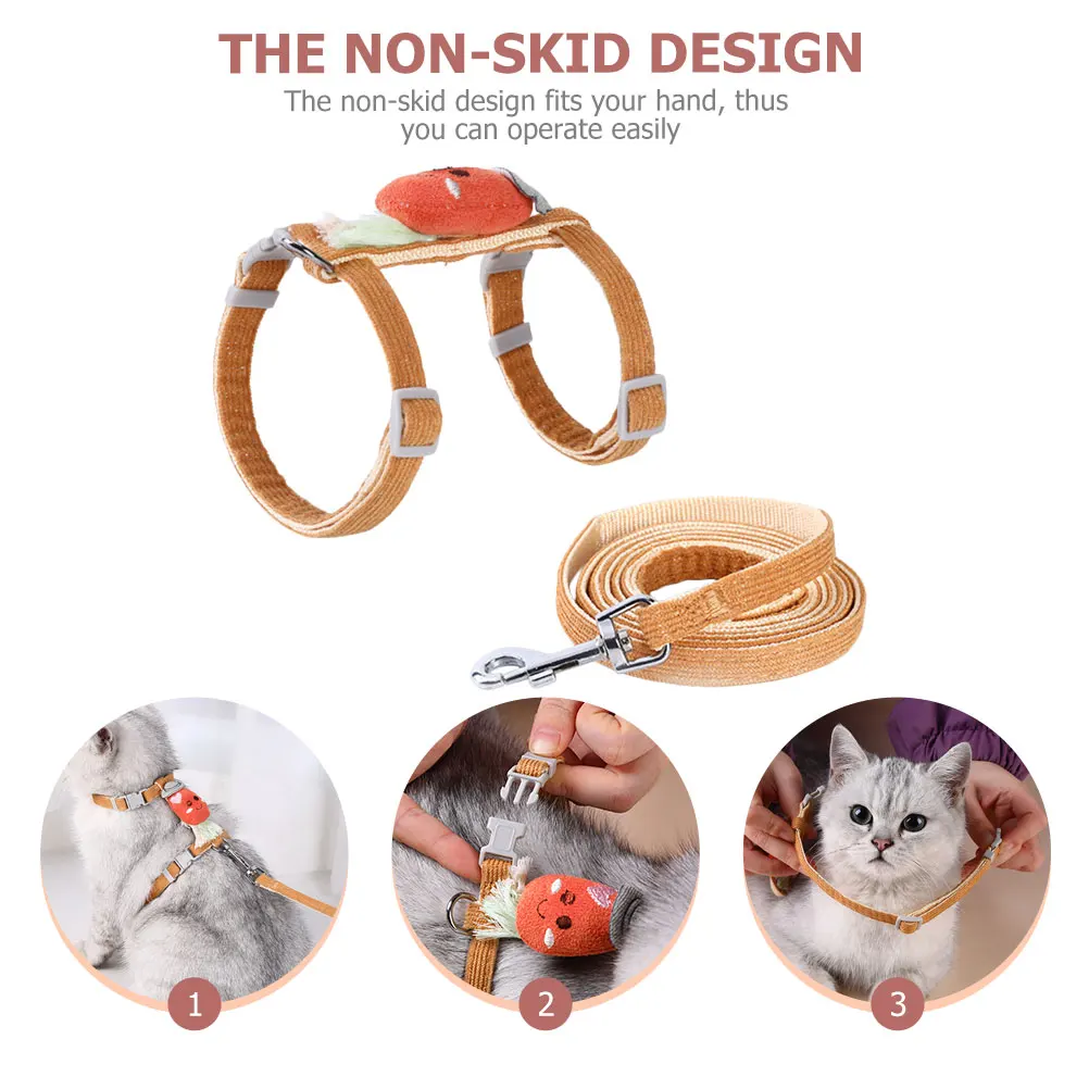

Cartoon Carrot Cat Leash Small Harness Escape Proof Kitten Supplies Durable Non Slip Practical Smooth Use Free Space