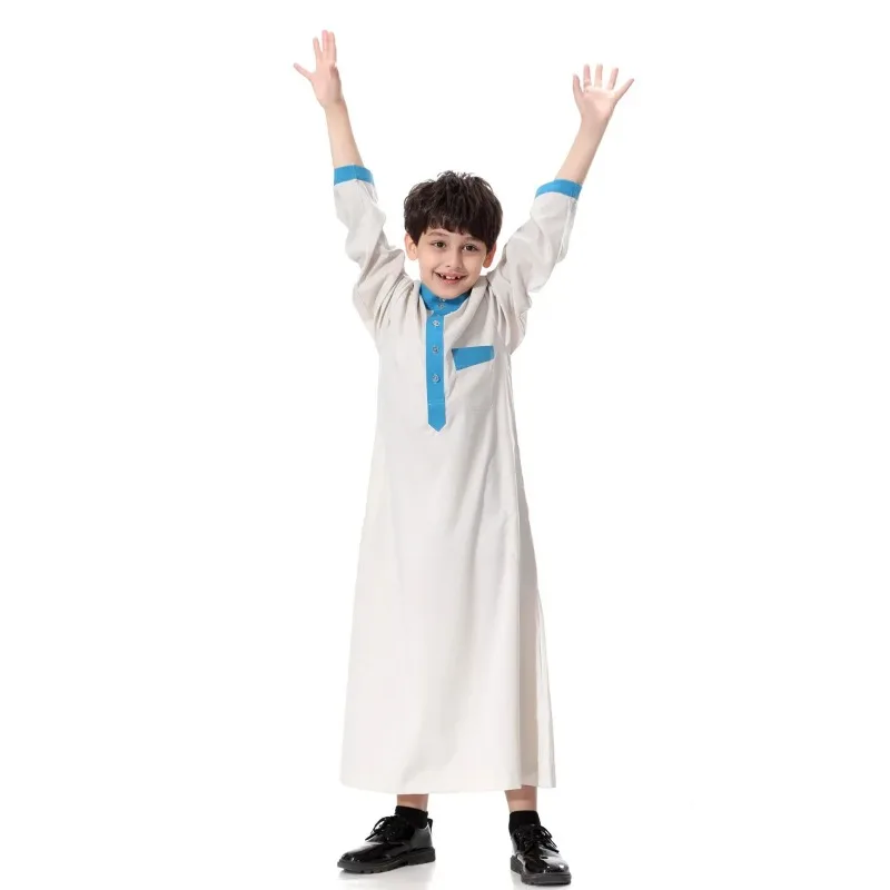 Pakistan Boy Islamic Clothing Abaya Kids Jubah Muslim Dress Children Jubba Thobes India Kurta Saudi Arabic Dress Kaftan CN-051