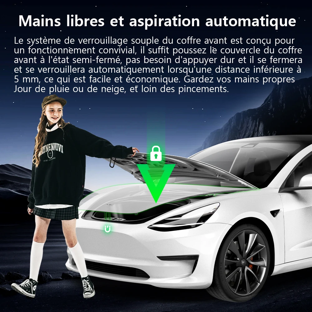 Picture 4: Electric Front Trunk Automatic Open/Close Sensor For Tesla Model 3 Y Highland 2021-2024 (Soft Closing Lock And Knock-Twice Open)