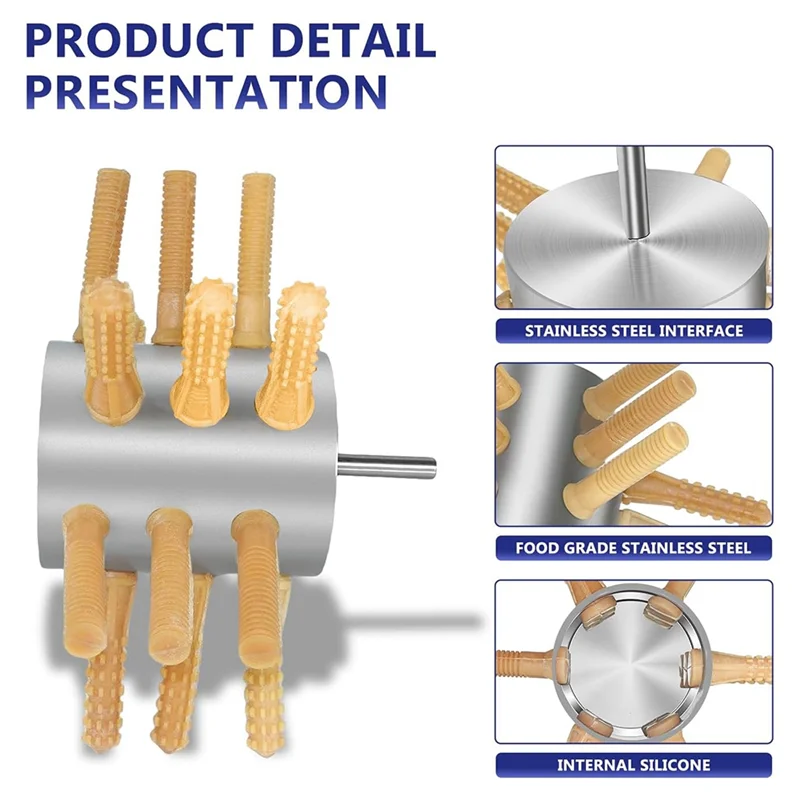 A67Z قطعة واحدة من مزيل الدواجن المزيل بالريش، 18 إصبعًا جديدًا، فضي وبني 0.4 بوصة مثقاب ناتف الدجاج، ماك ناتف الدواجن