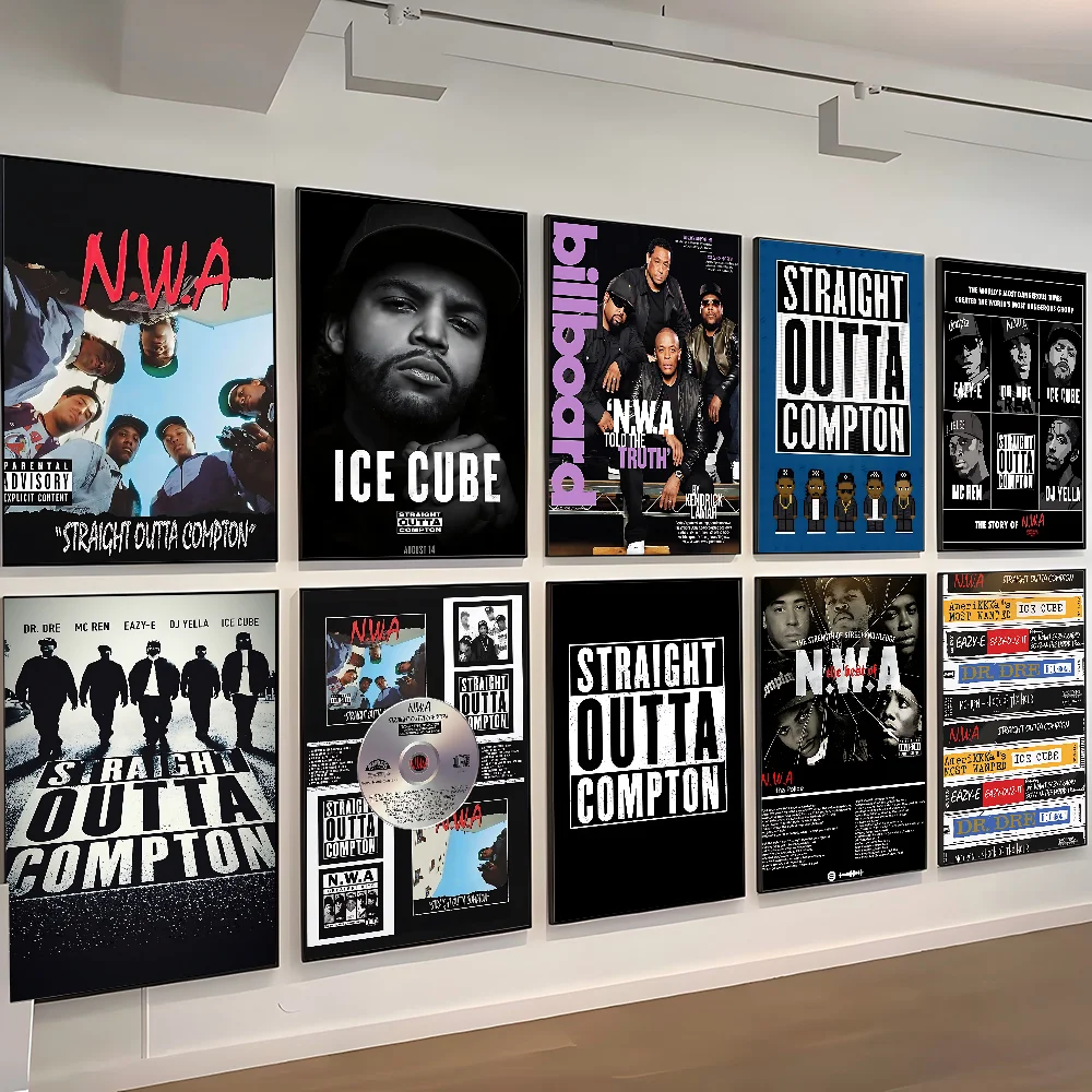 N-NWA Hip Hop Rapper Straight Outta Compton Poster Home Living Room Bedroom Bar Cafe Art Decor