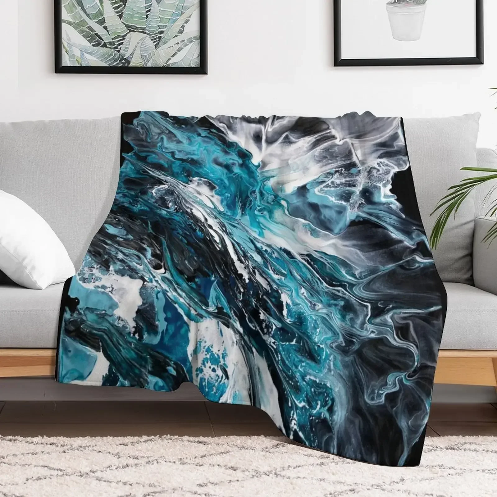 

Dark Waves Throw Blanket Hairy Moving Luxury Brand Blankets