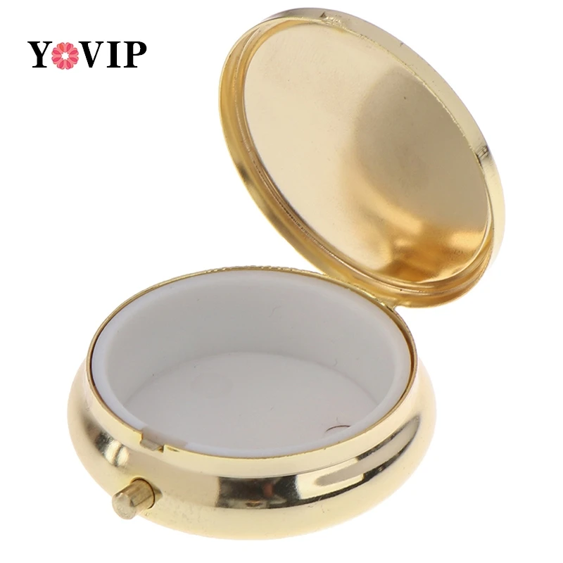 1PC Metal Pill Case Portable Health Travel Convenient Storage Box Vitamin Pill box Splitter Medicine Pill Holder Container