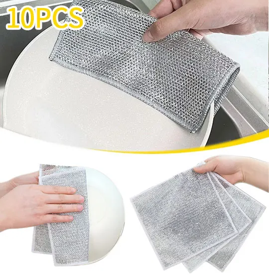 매직 클리닝 두꺼운 철사 청소용 천, 긁힘 없는 더블 다리미 극세사 메쉬 Dishrag, 세척 냄비, 걸레 주방 수건