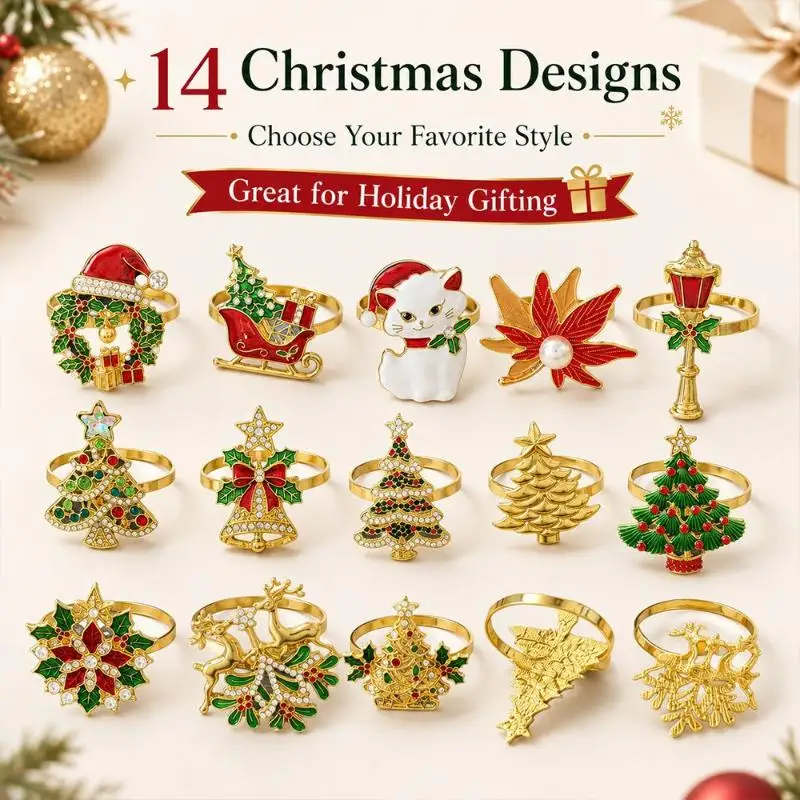 1Pcs Simple Wreath Napkin Buckle Christmas Tree Napkin Ring Party Table Decoration Towel Buckle Holiday Ornaments