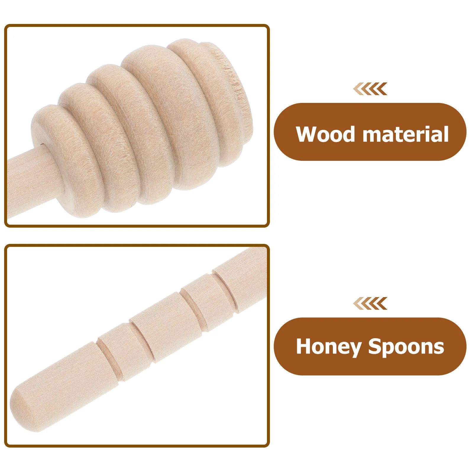 5Pcs Wooden Honey Stirrer Spiral Tip Non Lacquered Stir Sticks for Easy Jar Use Syrup Dipper Spoon
