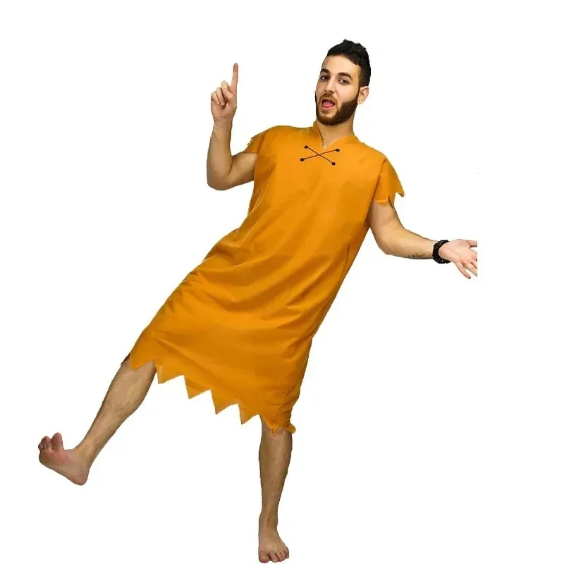 زي رجل الكهف XT8Womens Wilma للرجال البالغين The Flintstone's Barney Rubble Party Supply Caveman@XT6!