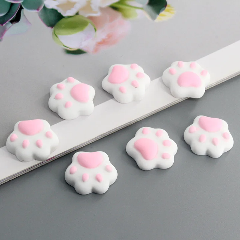 20Pcs Kawaii Pink Cat Claw Resin Charms Cute Animals Paw Print Pendants for Jewelry Making DIY Earrings Bracelet Phone Accessory
