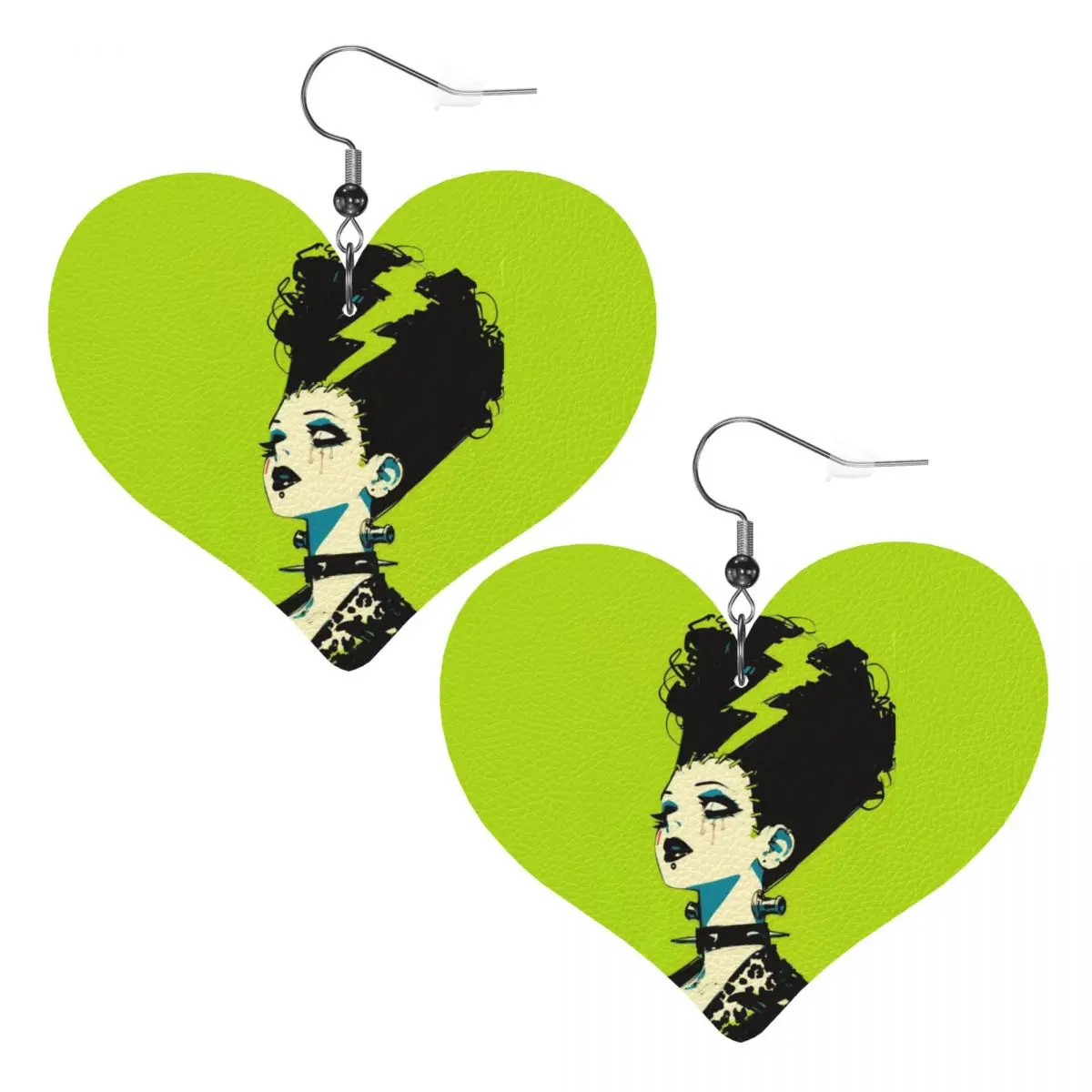 

Custom The Bride Of Frankenstein Leather Teardrop Earrings for Women Leather Earrings Lightweight for Parties Holidays