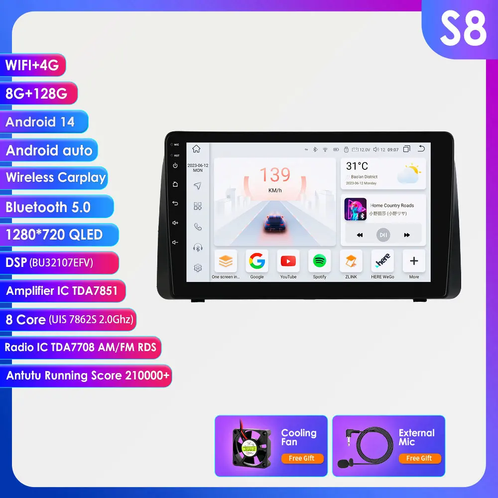 Hizpo 7862 AutoRadio Android Auto voor Dodge Grand Caravan 2011-2020 Chrysler Town & Country Grand Voyager Auto Multimedia Speler Navigatie Touchscreen Carplay