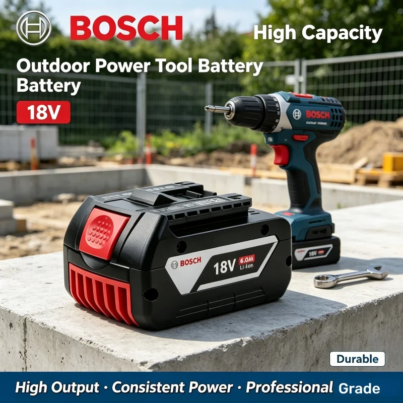 100% Bosch 18V 5/6.0Ah Li-ion Battery GBA18V5.0/6.0Ah Fits GSR18V GST18V GBA18V Cordless Drilling Construction Power Tools
