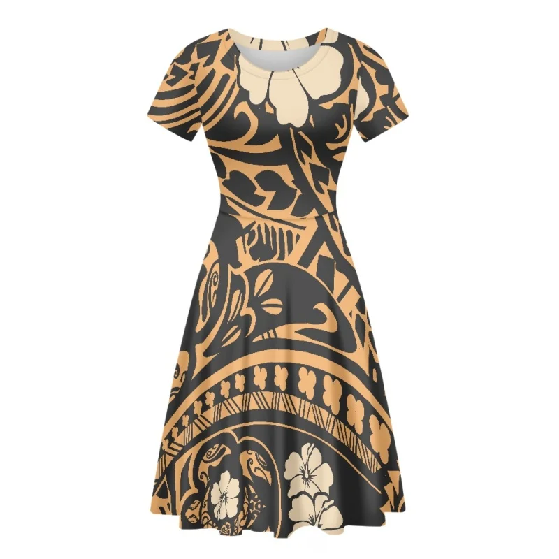 HYCOadvocate-Robe Hawaïenne Vintage à Manches Courtes pour Femme, Tenue de Soirée et Boîte de Nuit, Imprimé Somoan, Vente en Gros, Été