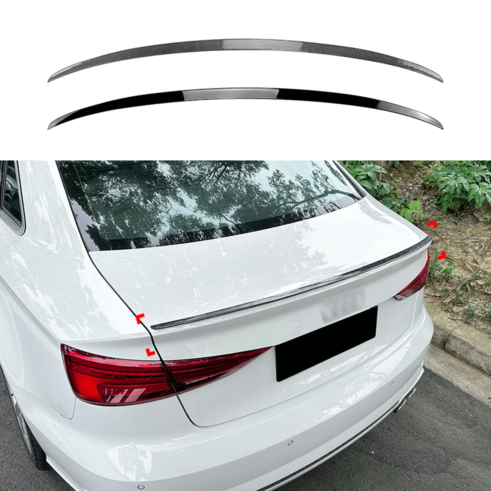 

For Audi A3 S3 8V Sedan 2014-2020 4 Door S Style Rear Trunk Lid Spoiler Wing Carbon Fiber Look/Gloss Black Tailgate Splitter Lip