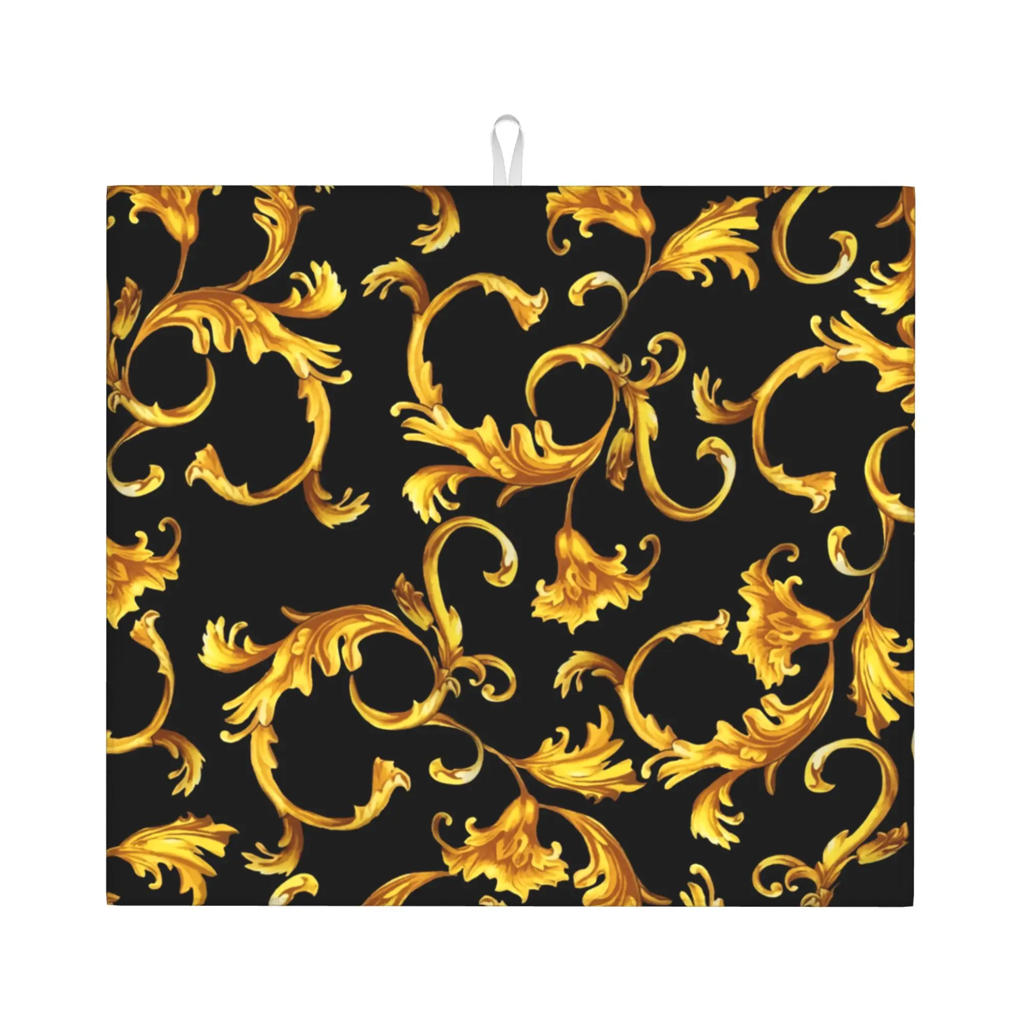 Drying Mat For Kitchen Gold Baroque Barware Tableware Oil Proof Reusable  Washable Kitchen Sink Drying Pad