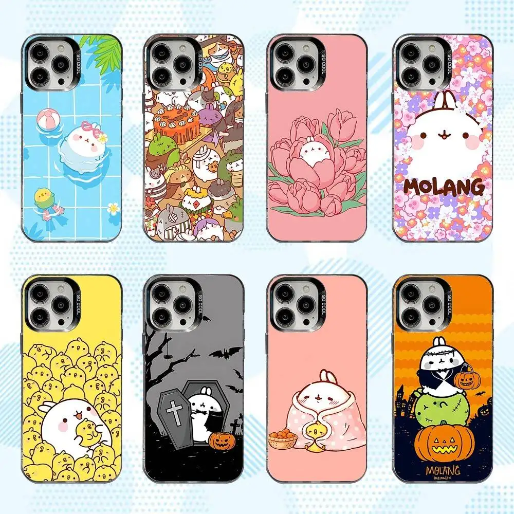 

Cartoon M-Molangs Cute Phone Case For iPhone 17,16,15,14,13,12,X,8,Pro,Max,Plus,E,SE4,Air,Mini IMD Matte Black