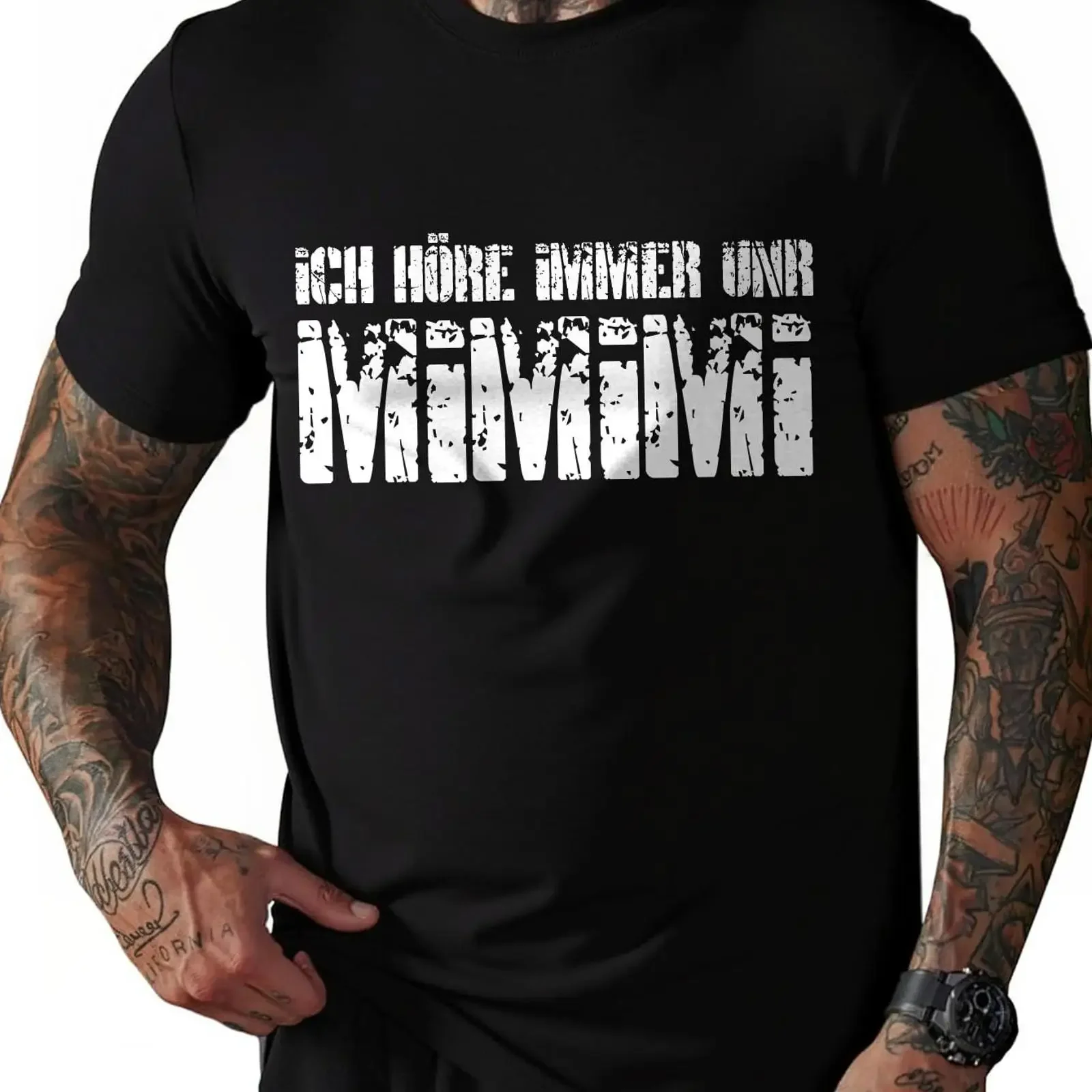 Men's Ich Höre Immer On MIMIMI German Humor T Shirt Soft Comfortable  Casual vintage Washed fashion homme Unisex Stylish