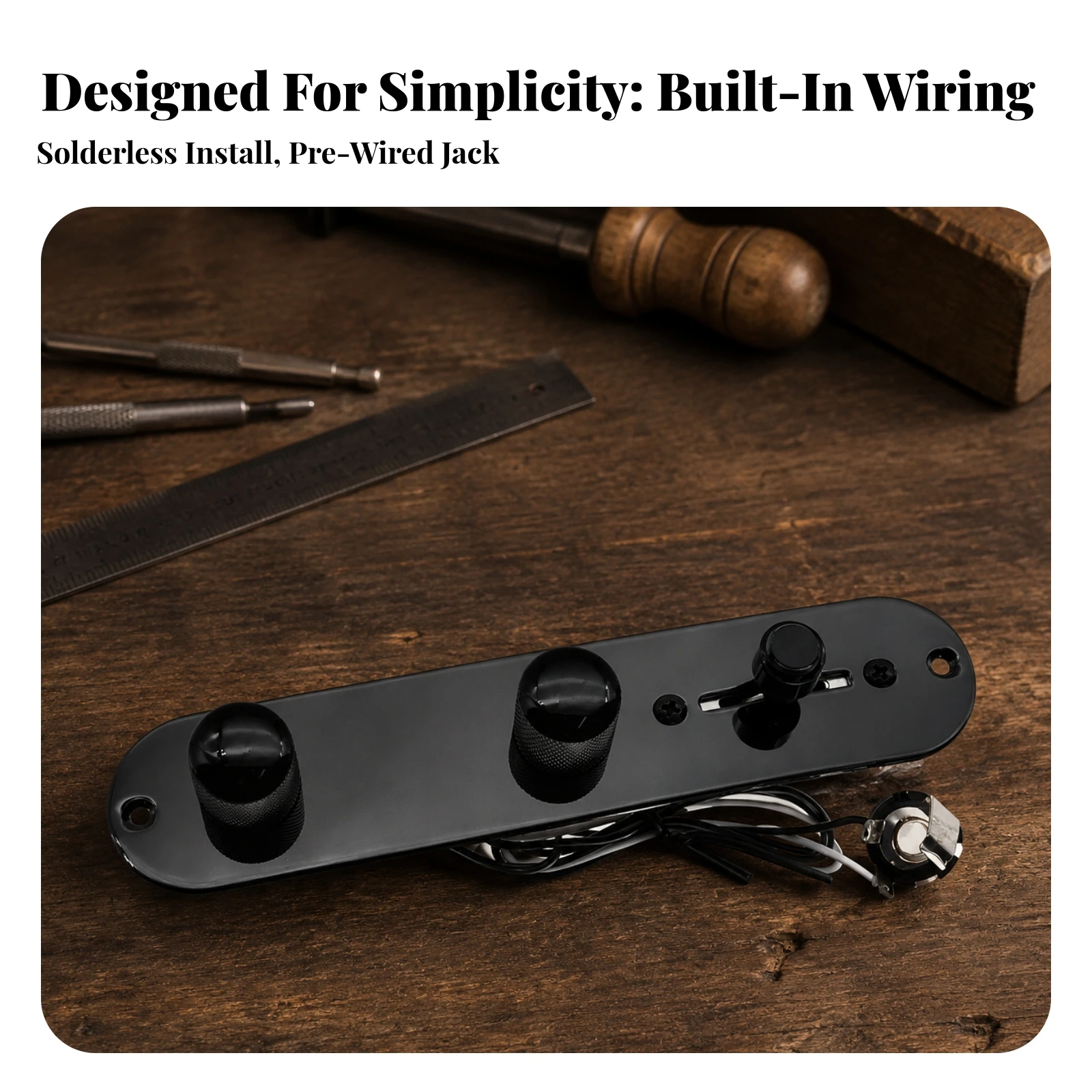 Prewired Control Plate 3-Way Guitar Control Plate with Knobs Hardware Robust Compact for Guitarists
