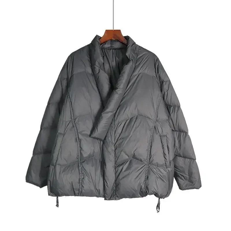 الخريف والشتاء المرأة أسفل سترة الرجعية قطري طوق 90% الأبيض بطة أسفل سترة قصيرة موضة عادية أسفل سترة 2024