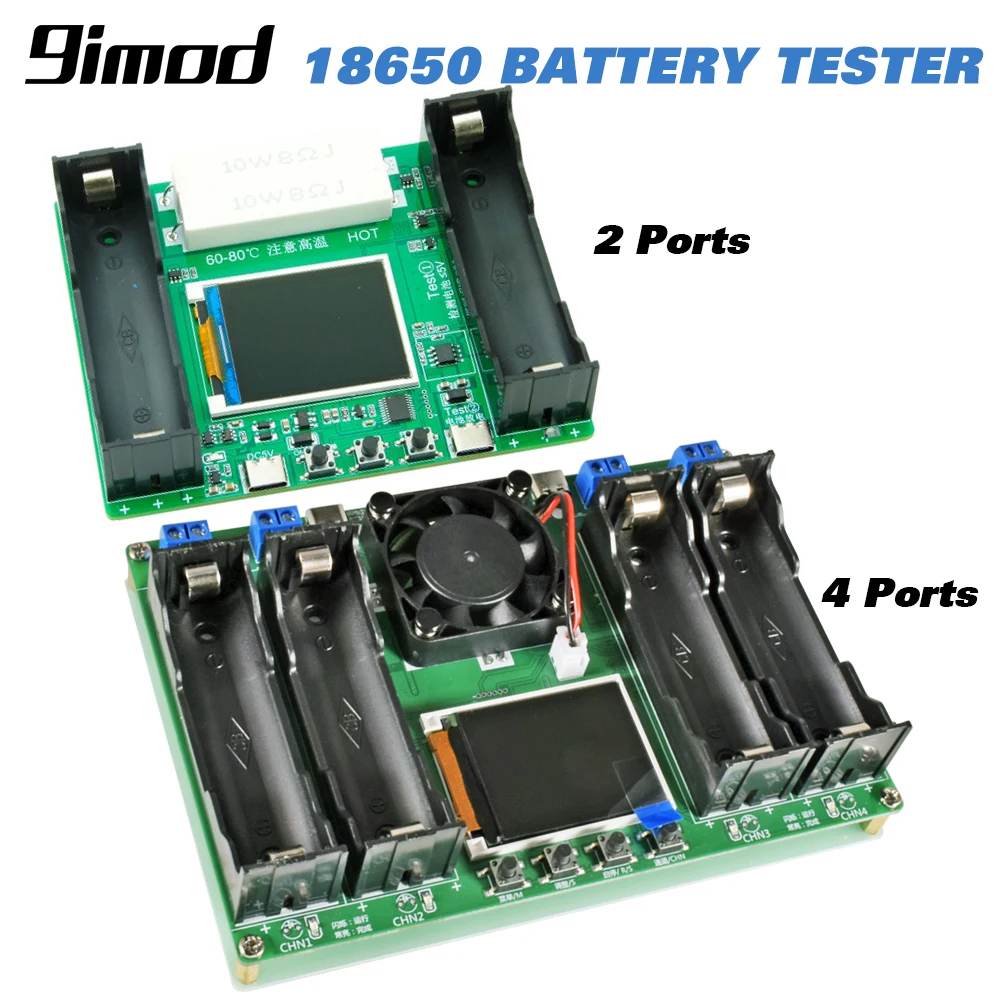 9imod 18650 moduł Tester pojemności baterii litowej MAh MWh 1.77 \'\'Test obciążenia wykrywacz zasilania akumulatora LCD dla 2/4 akumulatorów 18650