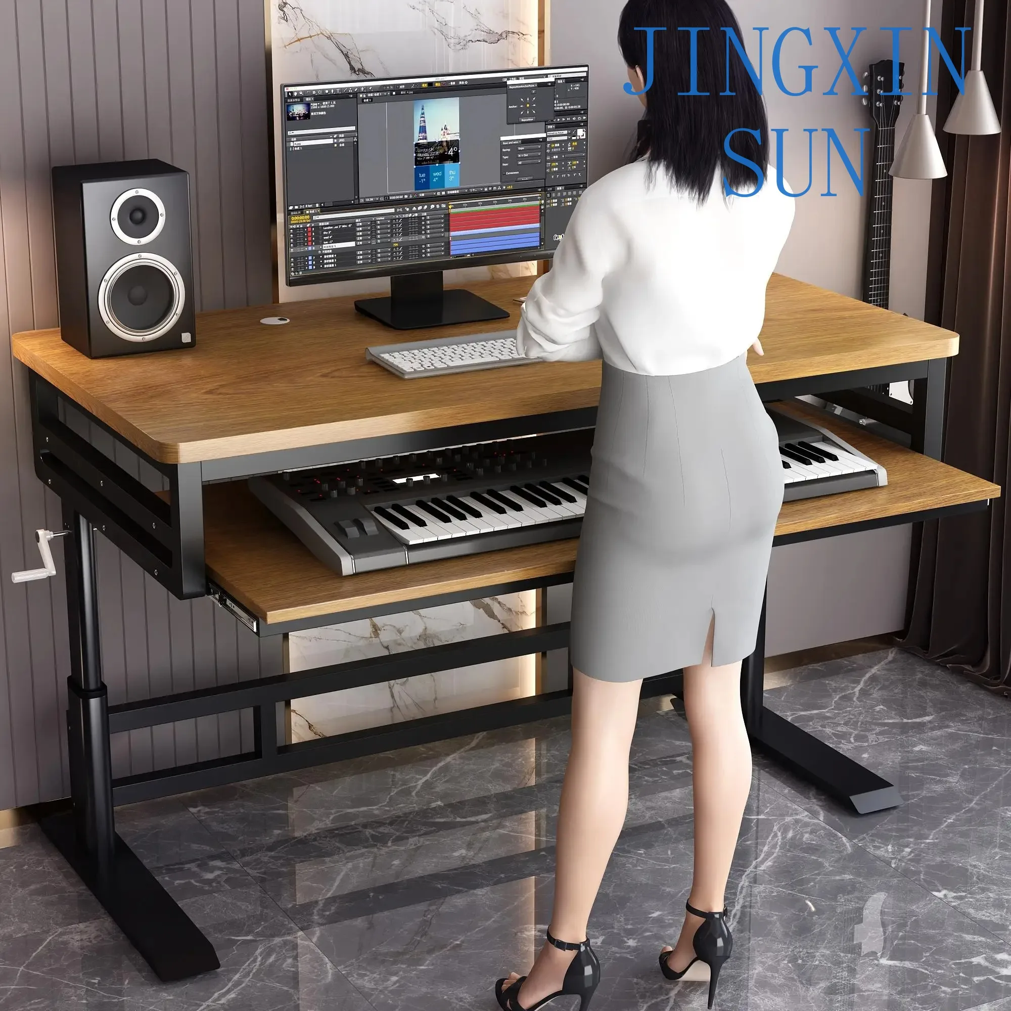 Lifting Arrangement Workbench Electronic Piano Table Keyboard Music Production Recording Studio Hand Lifting Computer Desk