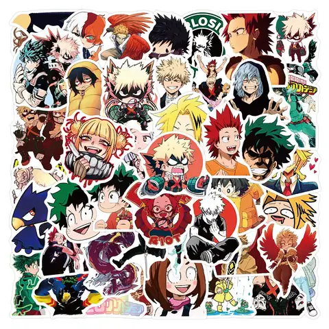 50Pcs My Hero Academia Stickers DIY Decoration Waterproof Skateboard Notebook Luggage Laptop Phone Fridge Decals