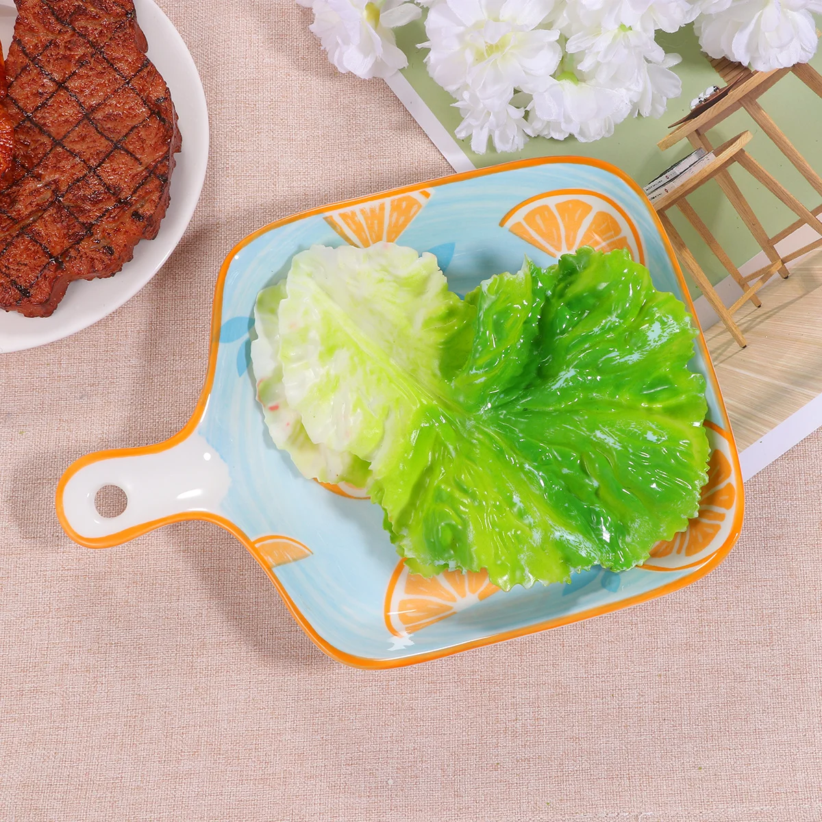 مقلاة سيراميك لفرن شواء تجهيزات المطابخ مقاومة للماء ومقاومة للصدأ ومقاومة للاهتراء للاستخدام المنزلي وعاء شواء سيراميك برتقالي