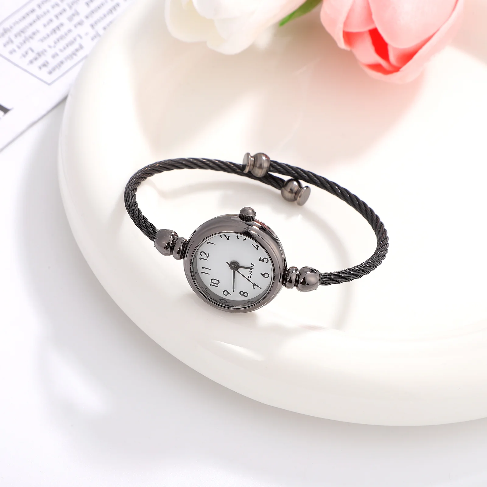 Bracelet Wristwatch Women Gift Watches Pearl Bracelets for Silver Bling Adjustable Miss Girl Mom Gifts