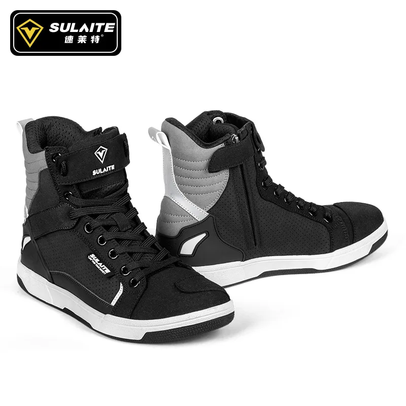 

Hot Sale SULAITE Racing Shoes Men Motorcycle Para Moto 4 Seasons Anti-fall Anti-skid Reflective Off-road Leisure Motocross Shoes