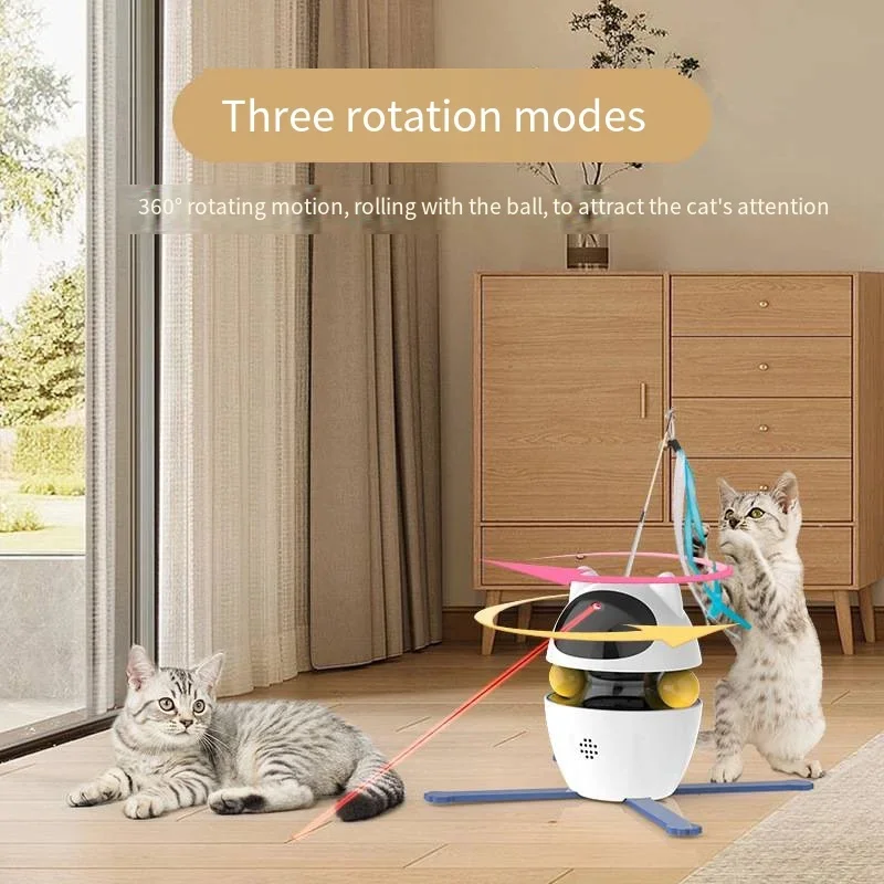 

Intelligent Cat Toys for Self Entertainment Spinning Wheel Cat Teasing Device Laser Cat Teasing Stick Electric Pet Toy