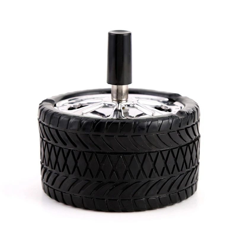 Car Tire Ashtray with Lid, Windproof Portable Ashtray for Car, Stainless Steel Smokeless Ash Tray for Outdoor Travel