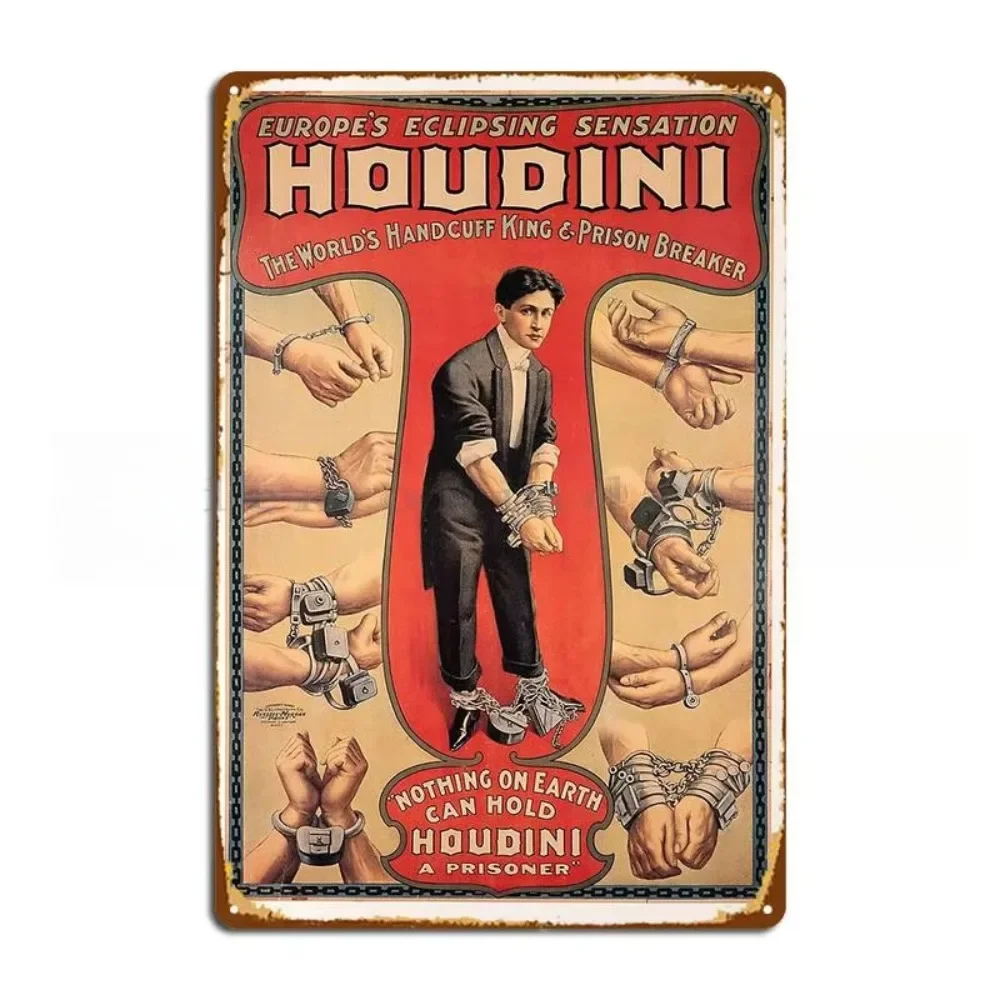 Houdini Retro Poster Metal Signs Club Custom Pub Wall Decor Mural Tin Sign Poster 16x12inch 40x30cm 12x8inch 20x30cm