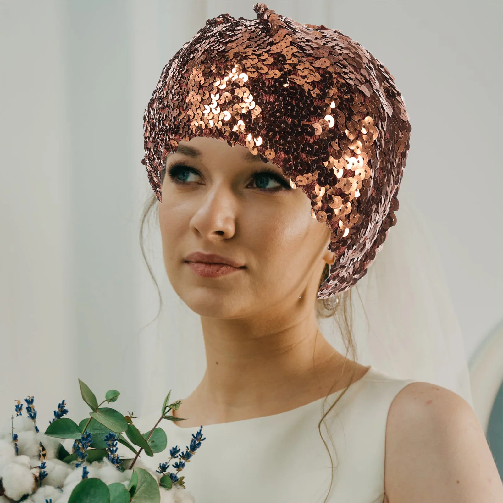 

Sequined Beret Hat Shiny Beanie Women Sparkly Sequins Nightclub Fashion Glitter Accessory Pink Brown Stage Performance