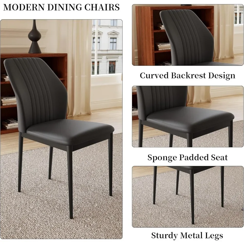 Round Dining Table Set for 4, Mid Century Modern Coffee Set for Dining Room Kitchen Apartment