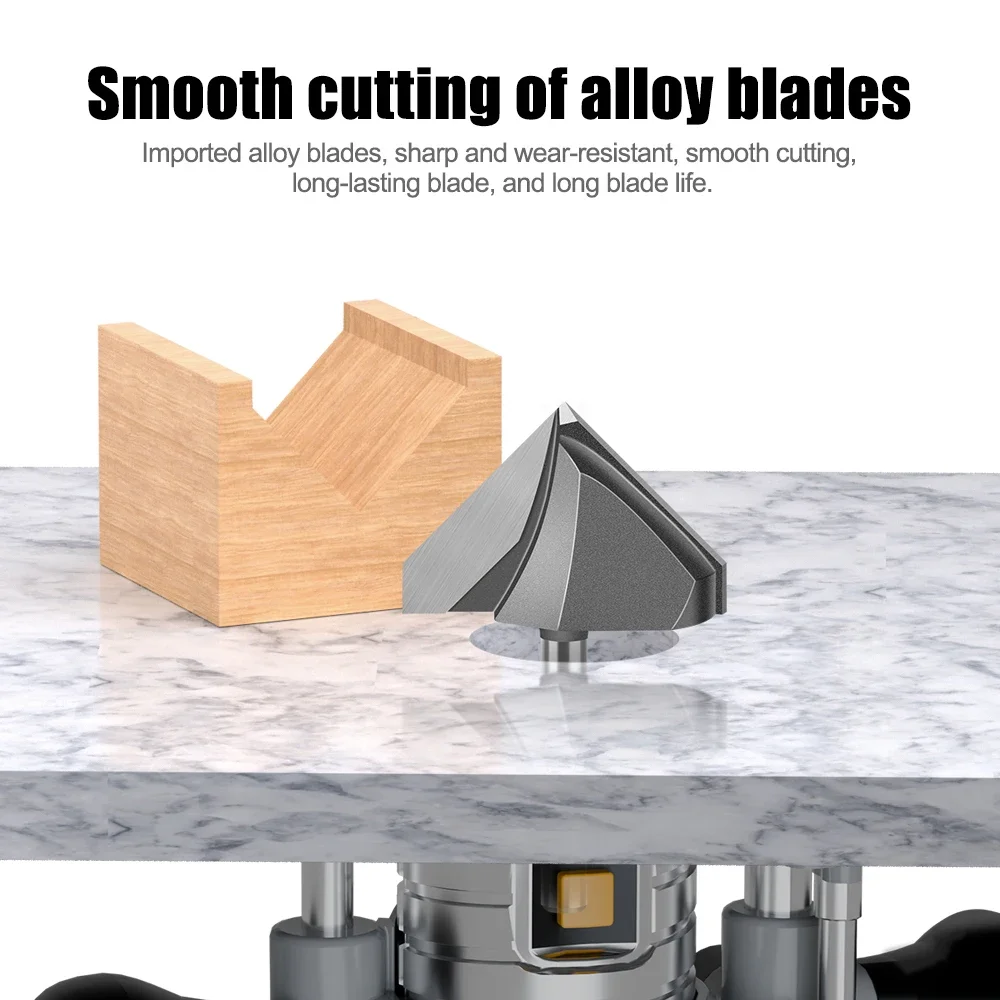 1 Stück 6 mm 1/4" Schaft 90-Grad-V-Fräser Holzbearbeitung Fräser Fräsmaschinenfräser Wandfräser Holzbearbeitungswerkzeuge – Detail 3