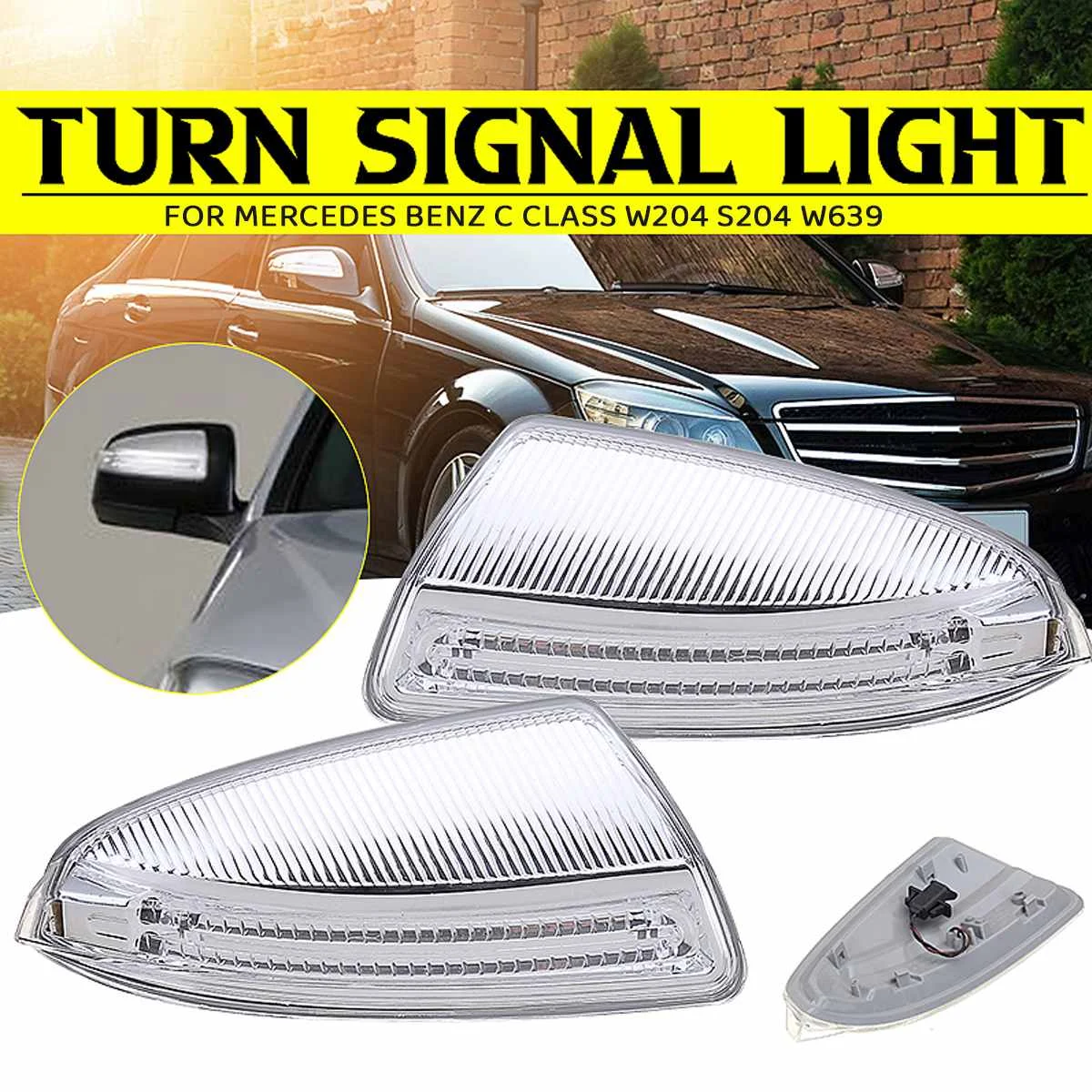 1pc Left/Right Turn Signal Light LED Side Mirror for Mercedes-Benz W204 W164 ML300 ML500 ML550 ML320 Door Wing Rearview Mirror