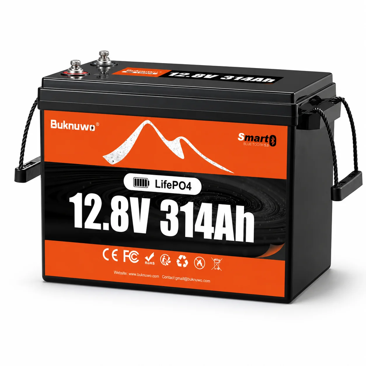 BUKNUWO 314Ah LiFePO4 Battery Built-in BMS Low Temp Cut-off 4000-15000 Deep Cycles for RV Solar Home Energy Storage Off-Grid