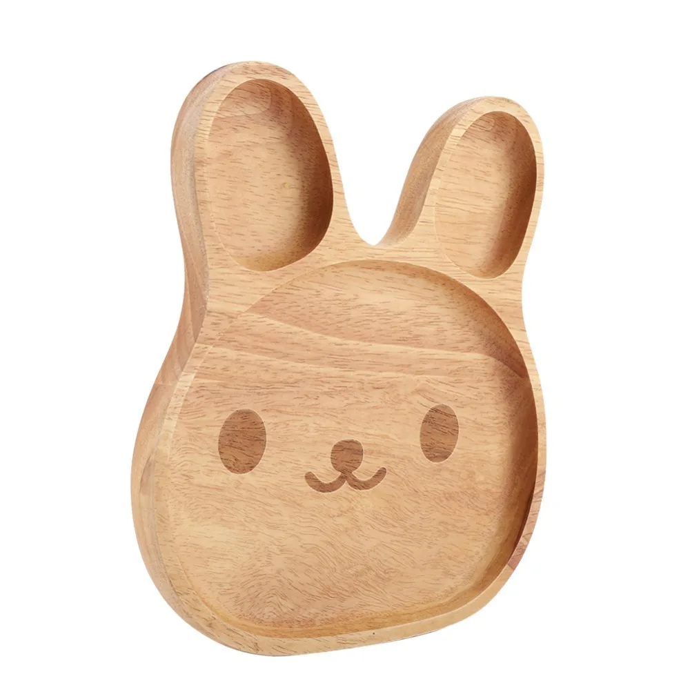 Wood Wooden Tray Lovely Cartoon Surrounding Anti-spill Edge Serving Plate Thickened Tray Bottom Smooth Burr-free