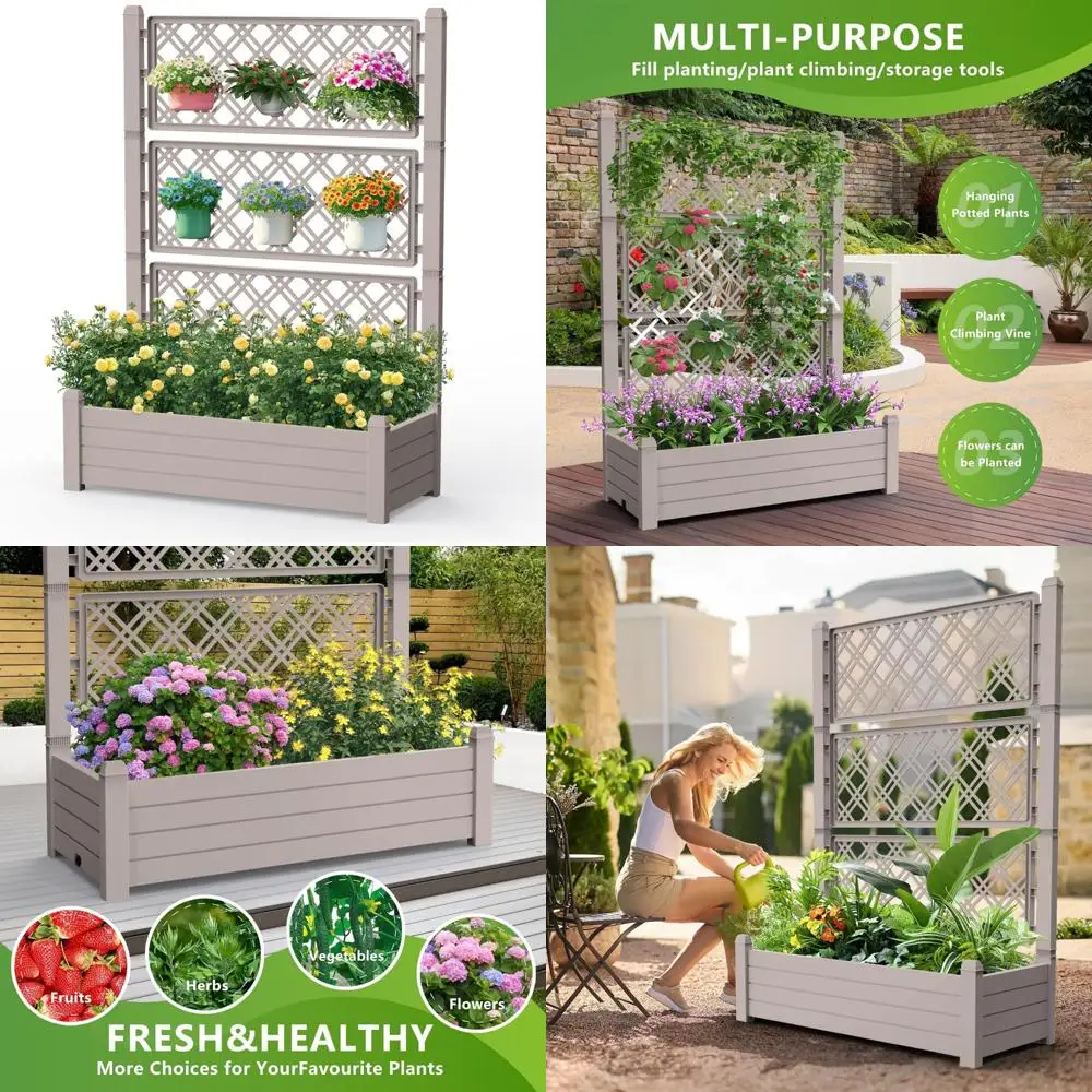 

Большой уличный горшок для патио из смолы с раздельными секциями и сливной пробкой для полива растений и ухода за овощами