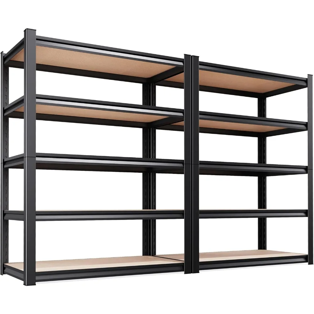 

Set of 2 Garage Shelving Heavy Duty Storage Shelves, Metal Adjustable Shelving Unit, Utility Garage Organizer Shelf