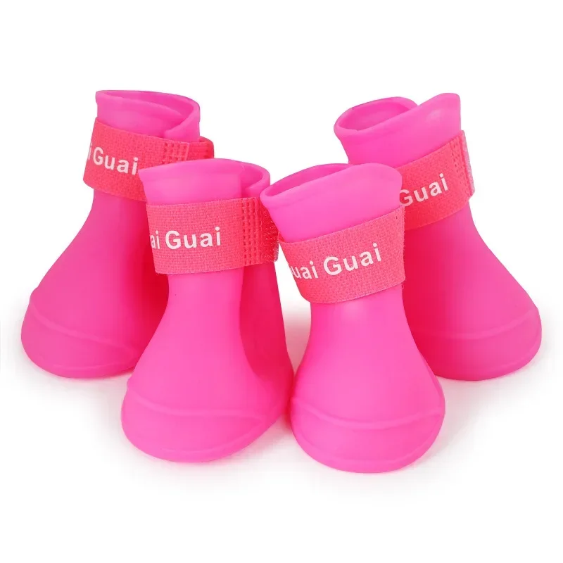 4Pcs/Set Pet Dog Rain Shoes Anti Slip Waterproof Cat Shoe Rubber Boots for Outdoor Footwear Socks Pet Accessories