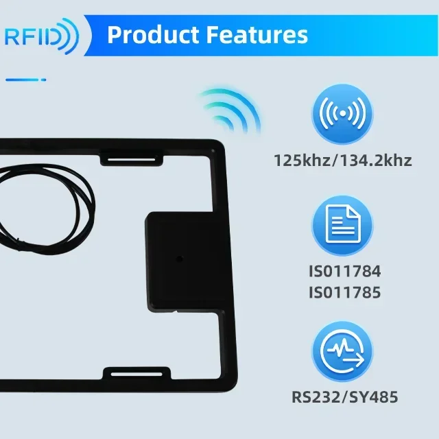 2026/134.2KHz Animal RFID Reader FDX-B RS232 Livestock Animals Ear Glass Tag Transponder Microchip Scanner For Livestock