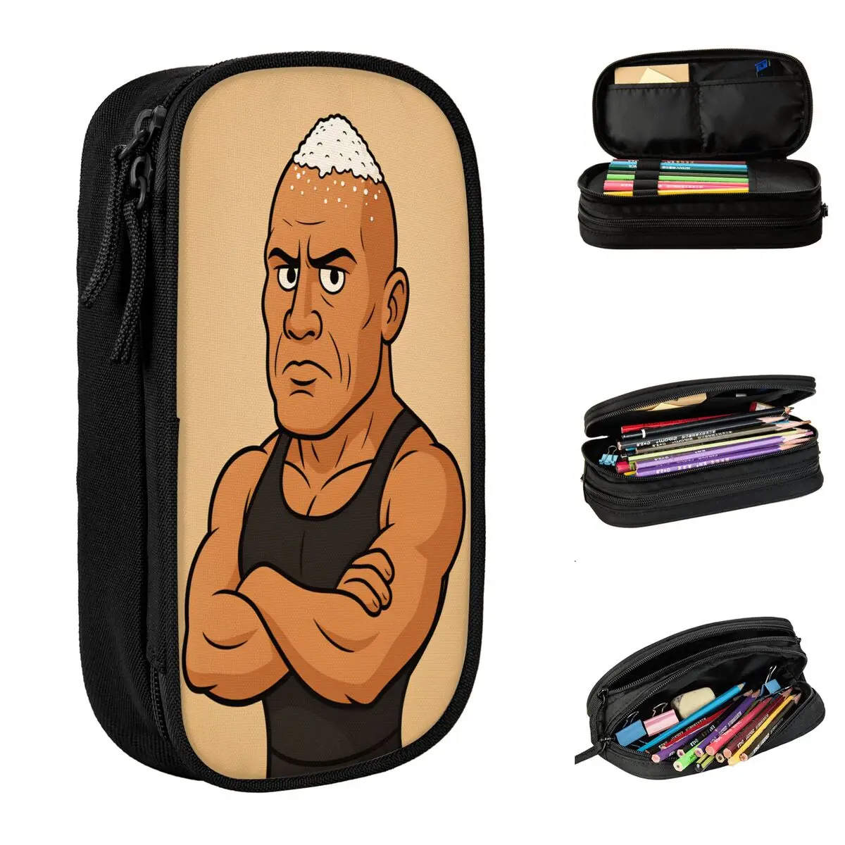the-rock-face-dwayne-johnsons-lapis-caso-escola-lapis-casos-dupla-camada-menino-menina-bonito-portatil-caneta-caixa-papelaria-organizador