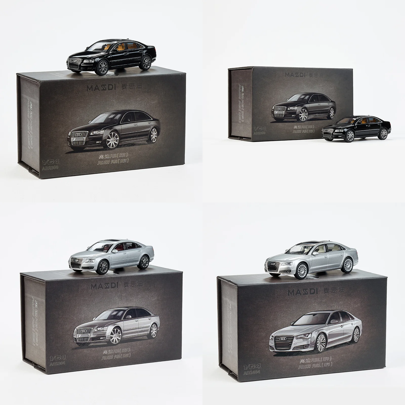 

MASSDI литой под давлением масштаб 1:64 A8 (D3)/A8L(D4) модель автомобиля из сплава готовая коллекция имитаций украшение для мальчика праздничный подарок дисплей