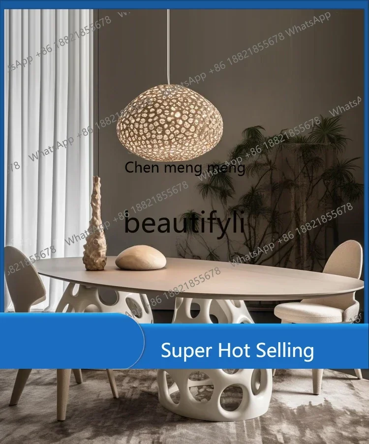 D5556 Cream series, semi-circular dining table, medieval style, two meters, long dining table