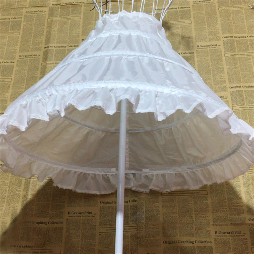 Underskirt Deslizamento Crinolina Branca, 3 Hoops Petticoat, Vestido de casamento, Vestido de baile nupcial