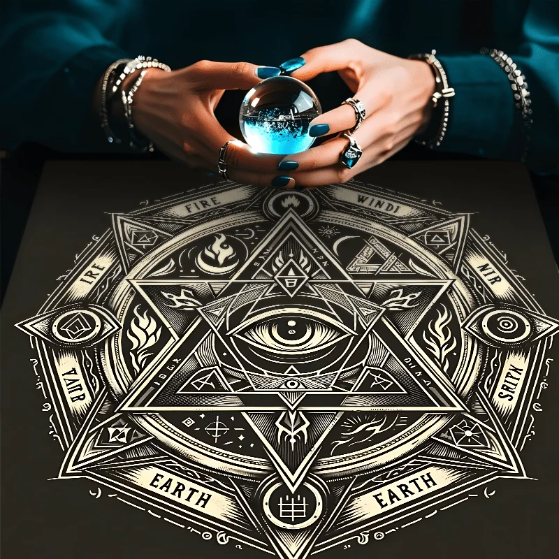 All‑Seeing‑Eye Altar Tablecloth, Vintage Golden Mystical‑Symbol Design, for Divination, Meditation, Party Events and Card Games