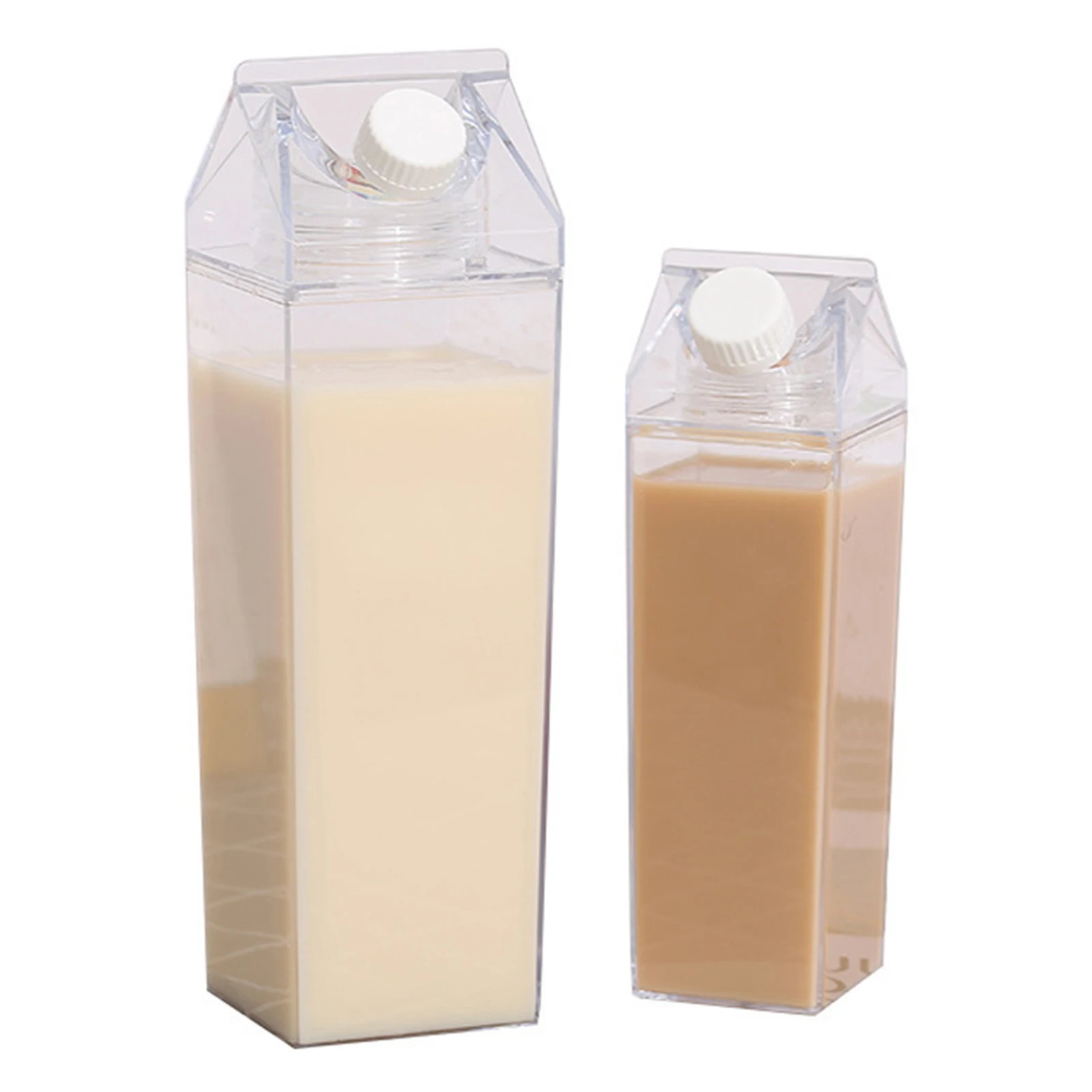 500-1000ml Milk Carton Water Bottle Portable Clear Plastic Box Juice Tea Milk Bottles Drinking Cup BPA Free