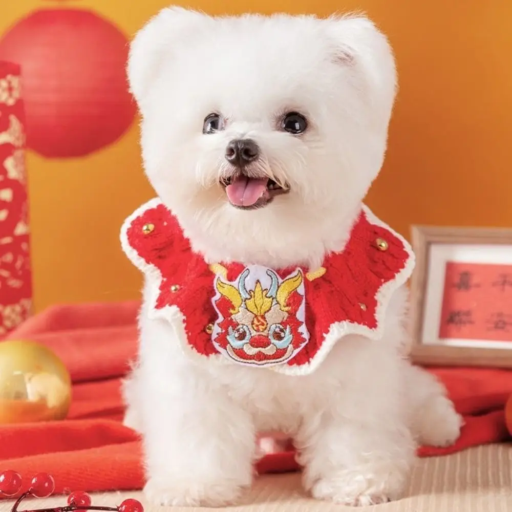 

Adjustable New Year Cat Scarf Comfortable Cartoon Handwoven Puppy Collar Soft Lucky Blessing Cat Knitted Tricot Spring Festival