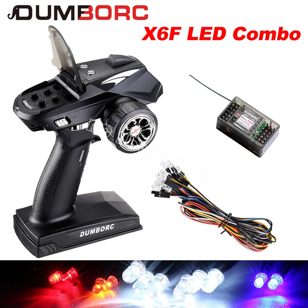 

DUMBORC X6 6CH 2.4G RC Radio Controller Transmitter with X6F X6DC Receiver DC LED Set for MN-90 Rc Car Boat Tank RC Vehicle